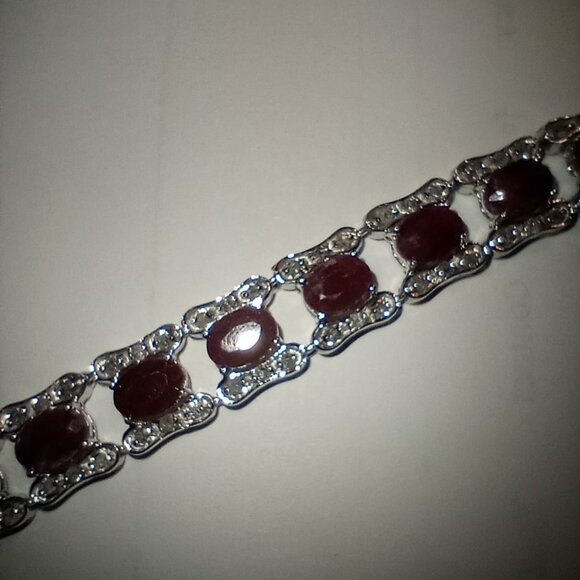 Jewelry - ONLY ONE - 10Kt White Gold 20-Carat Ruby & 2-Carat Diamond Eternity Bracelet